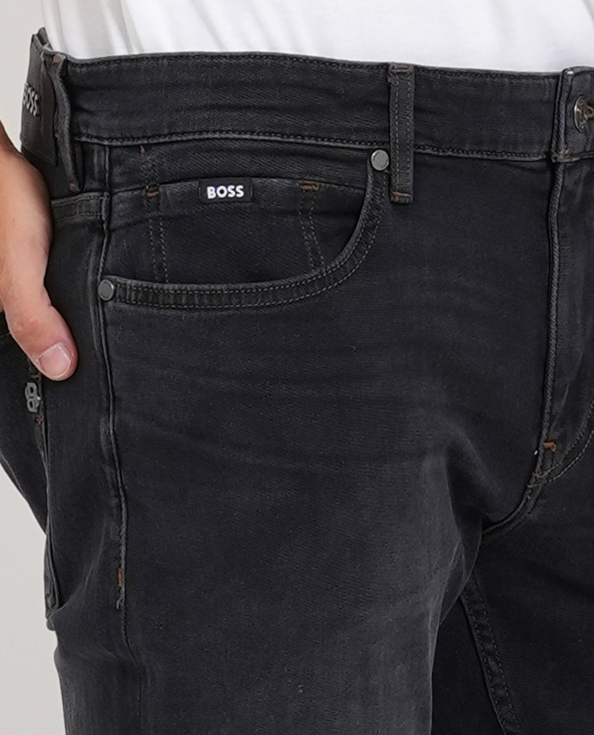 Jeans slim fit neri in misto cotone elasticizzato<BR/> 