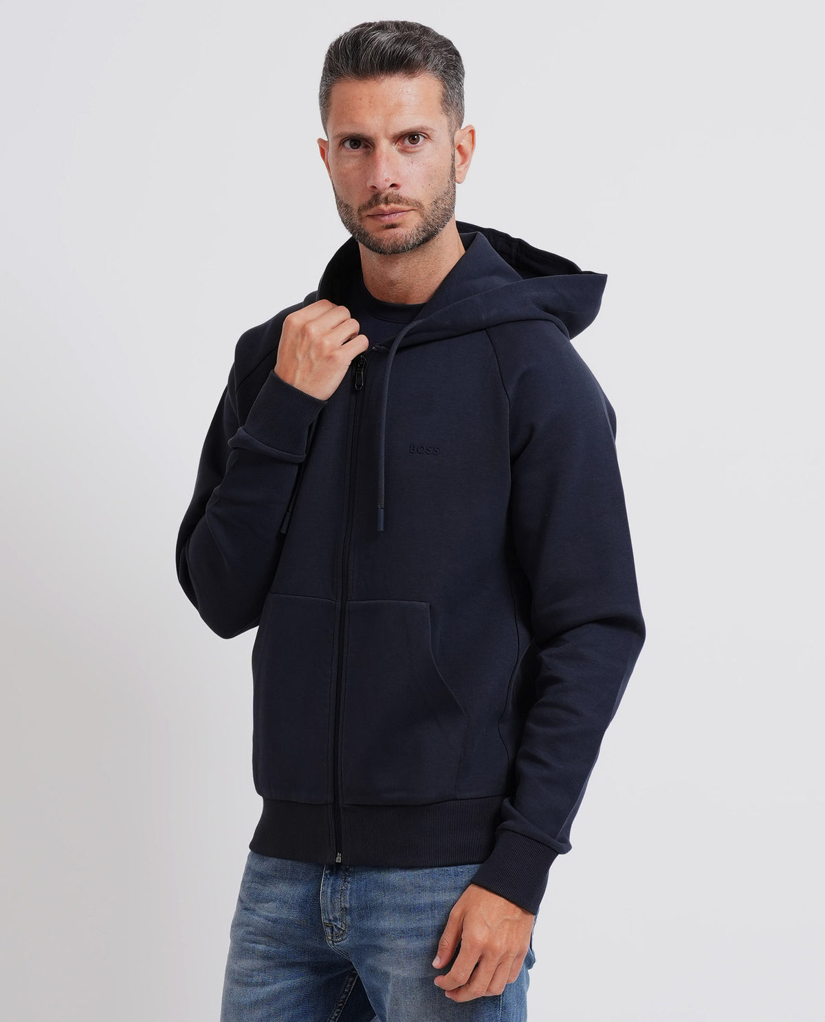 Felpa uomo Boss fullzip con cappuccio 