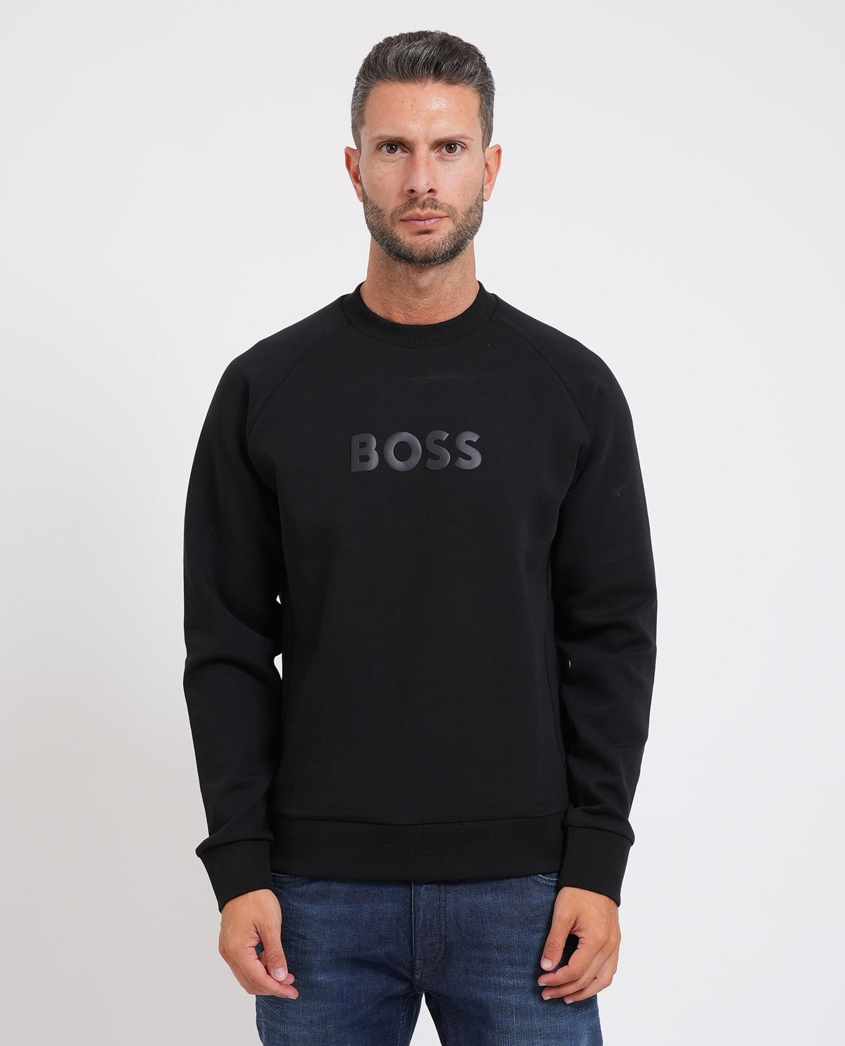 Felpa girocollo Boss uomo con logo<BR/> 