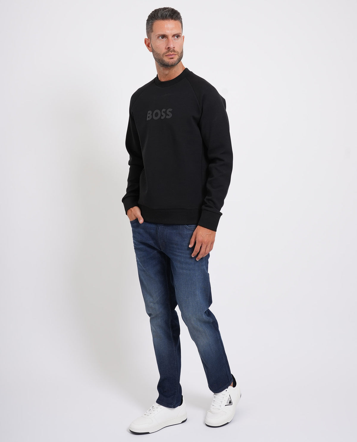 Felpa girocollo Boss uomo con logo<BR/> 