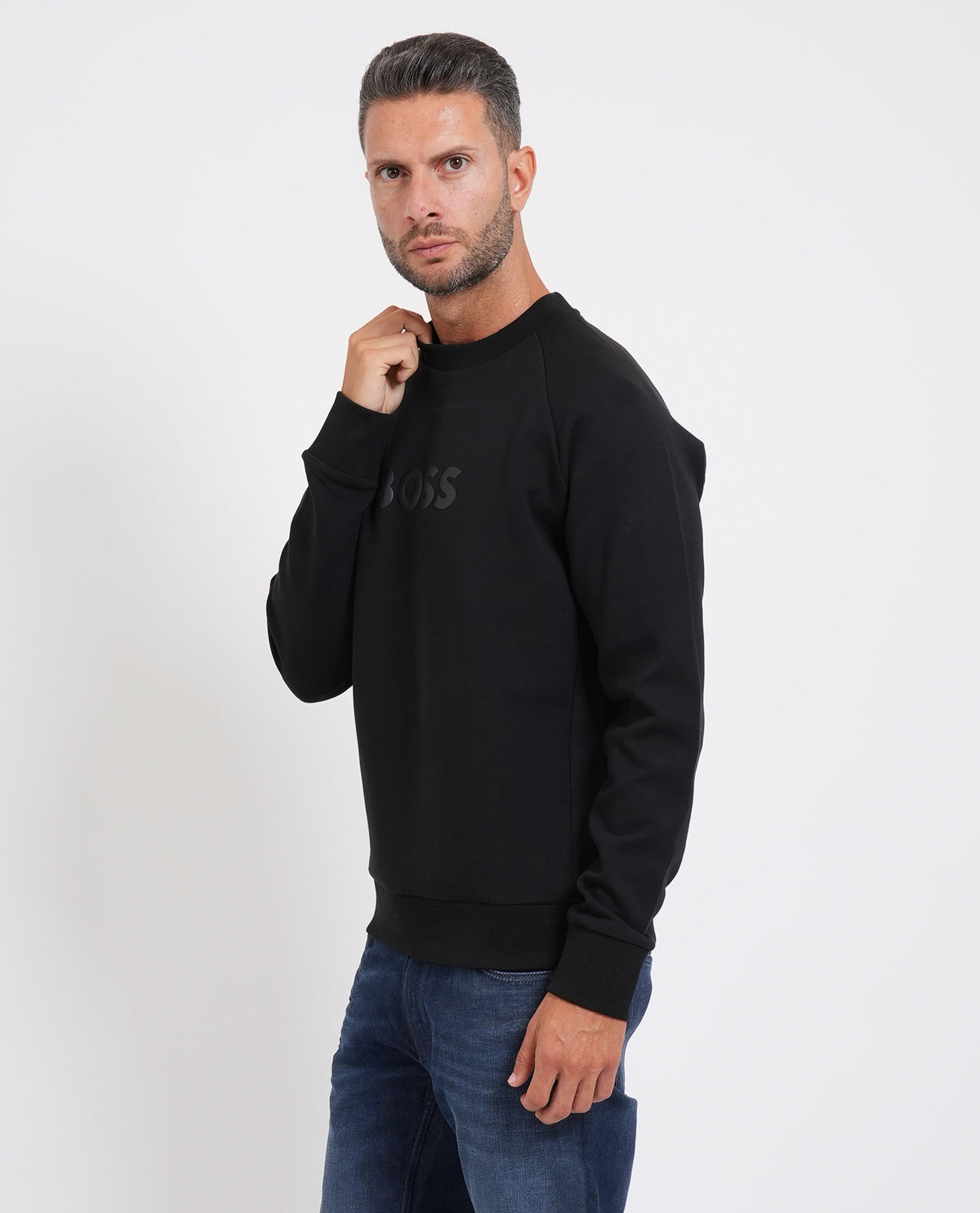 Felpa girocollo Boss uomo con logo<BR/> 