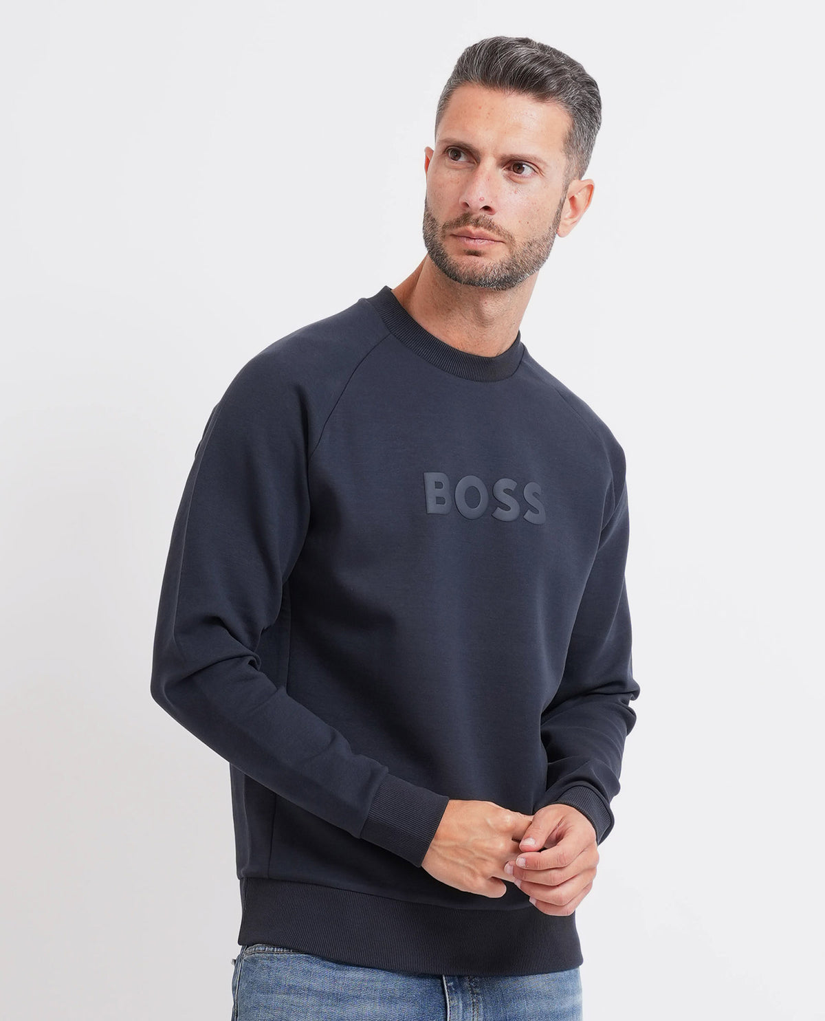 Felpa girocollo Boss uomo con logo 