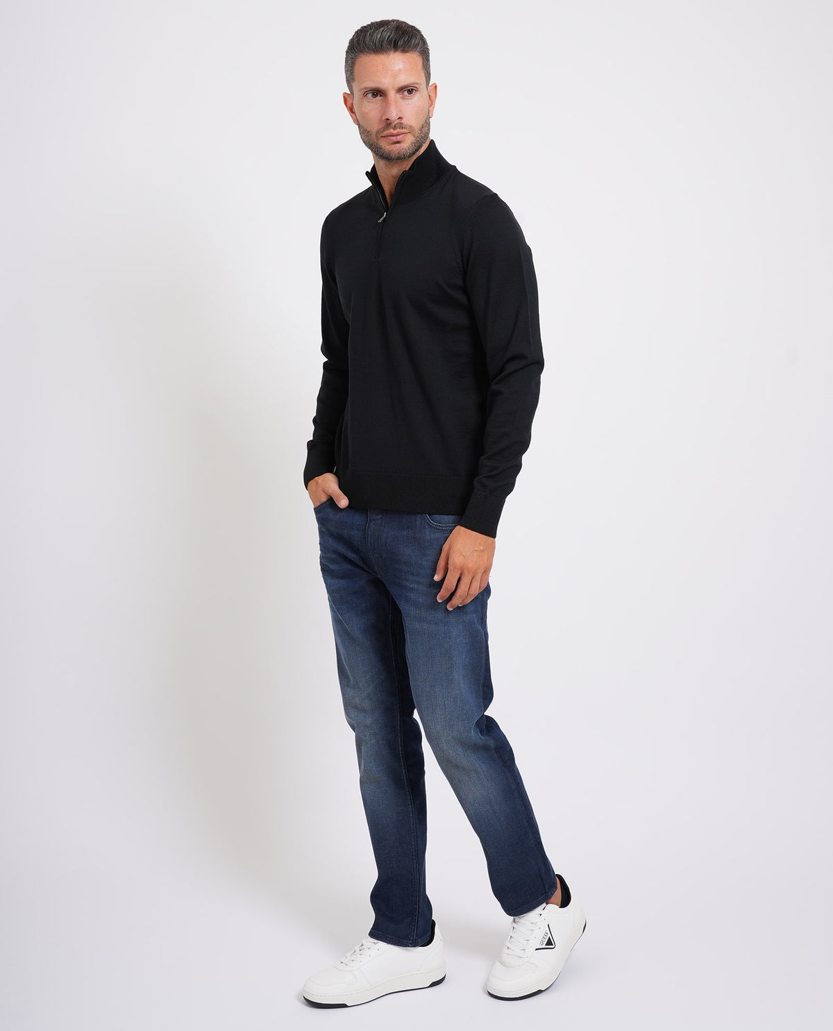 Maglione uomo Boss con mezza zip 