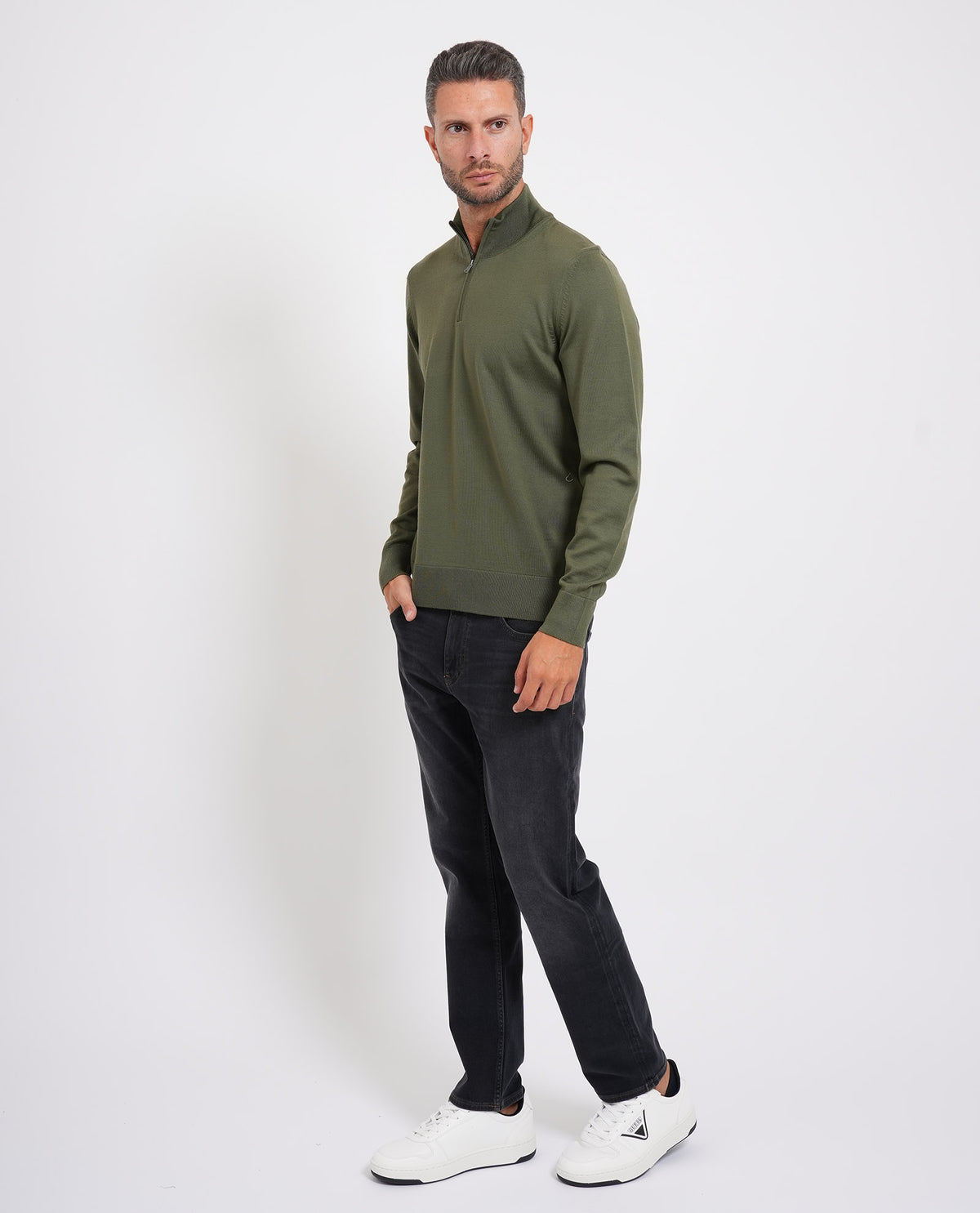 Maglione uomo Boss con mezza zip 