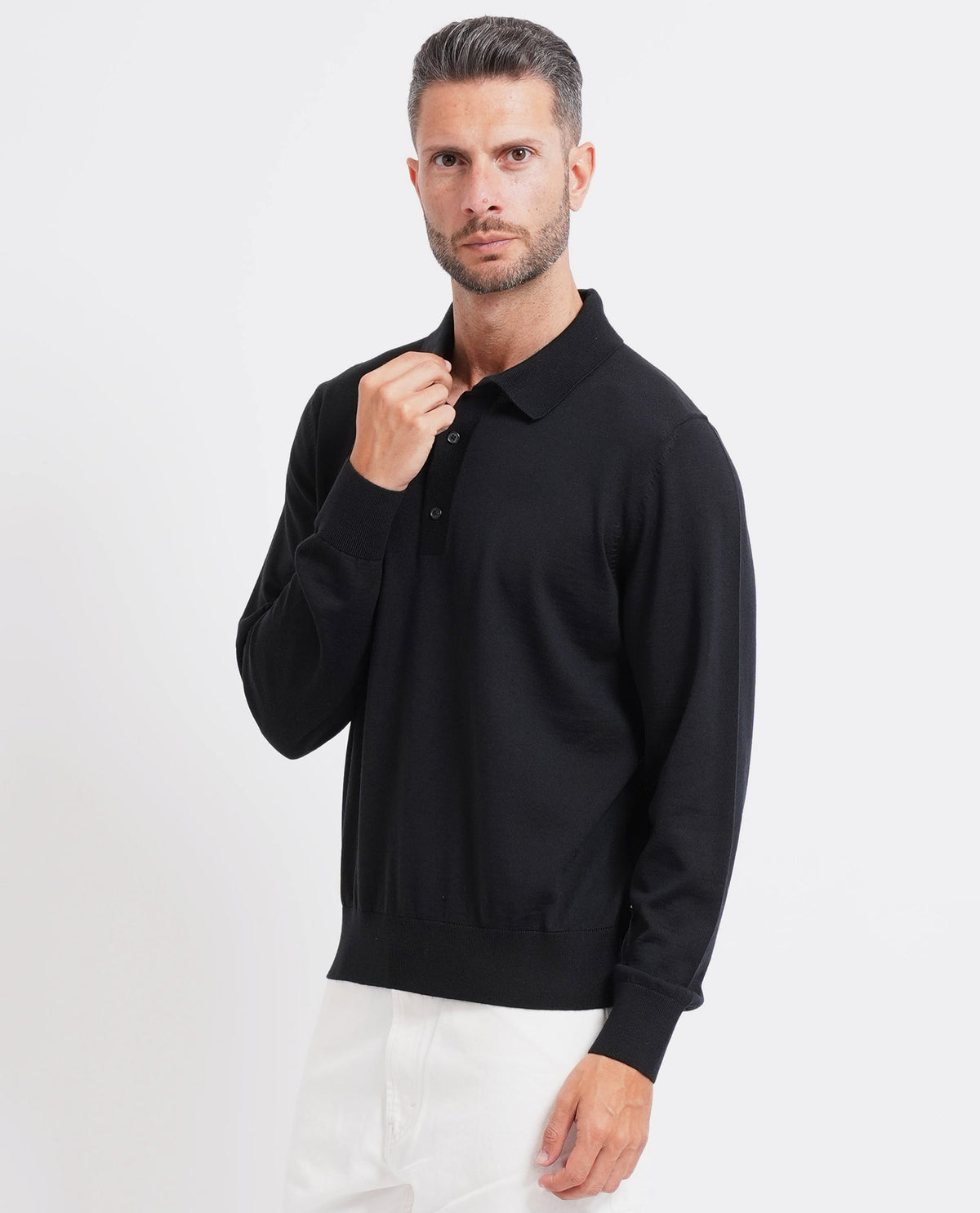 Polo uomo Boss in maglia di lana merino 