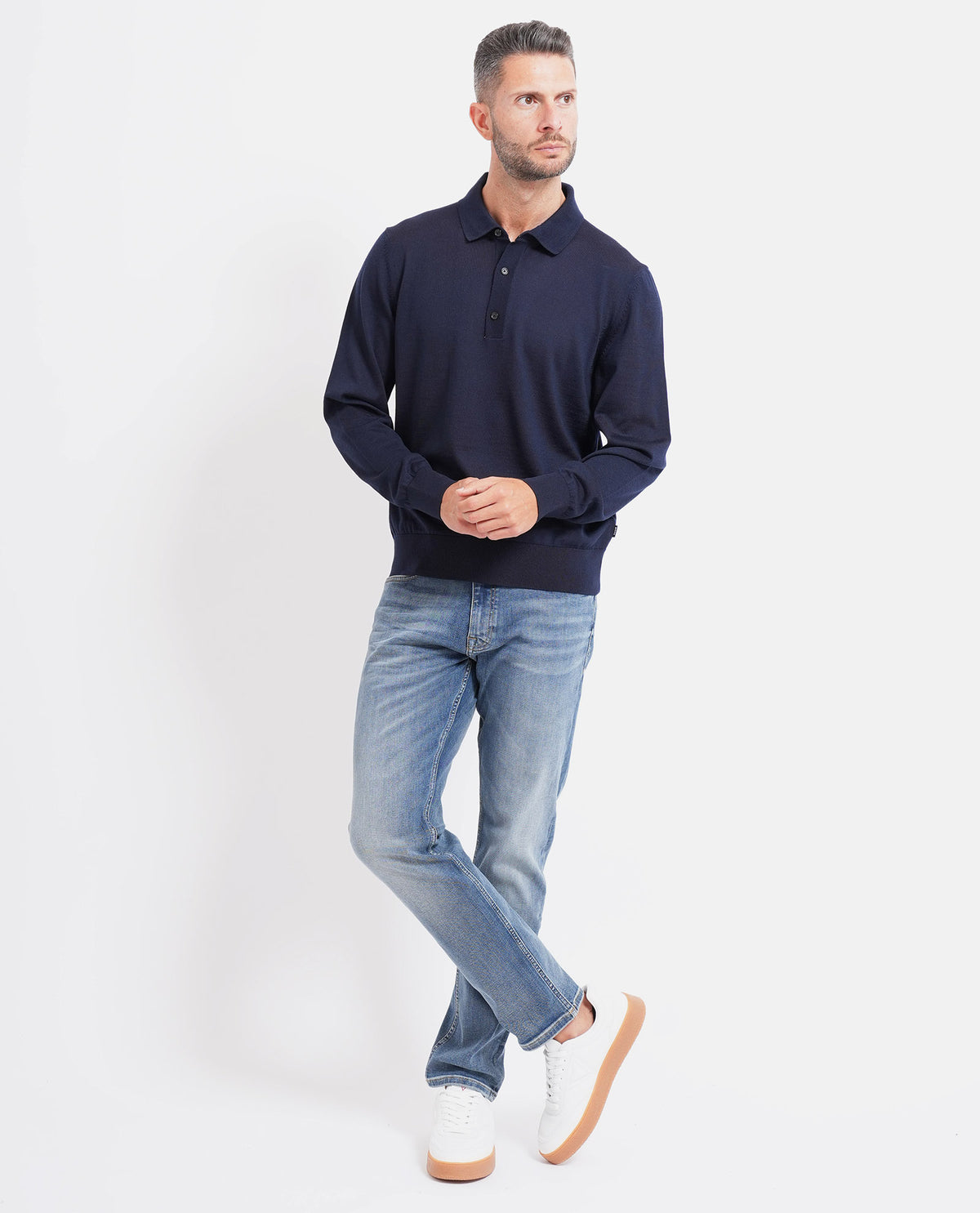 Polo uomo Boss in maglia di lana merino 