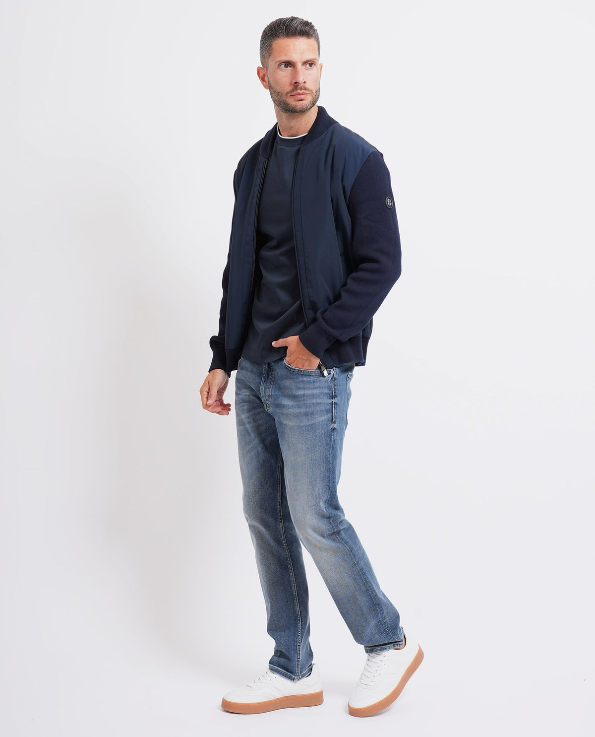 Giubbotto ibrido in maglia di cotone Boss uomo 