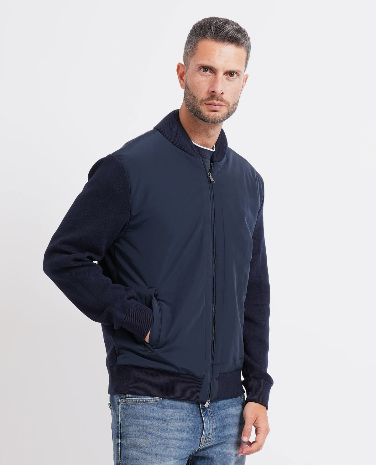 Giubbotto ibrido in maglia di cotone Boss uomo 