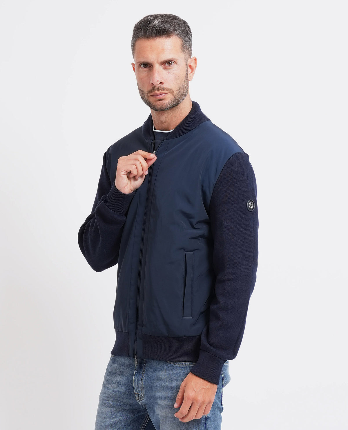 Giubbotto ibrido in maglia di cotone Boss uomo 