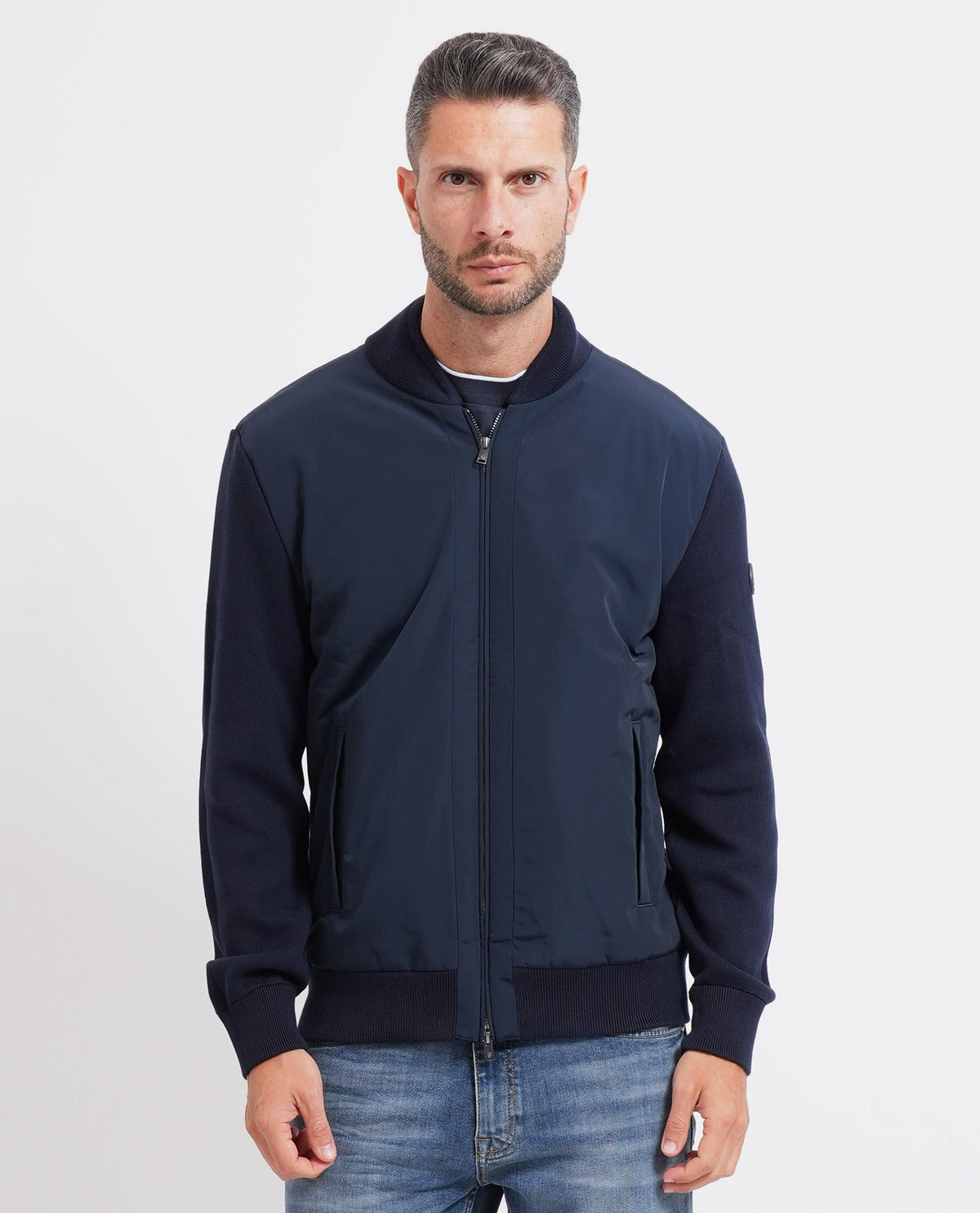 Giubbotto ibrido in maglia di cotone Boss uomo 