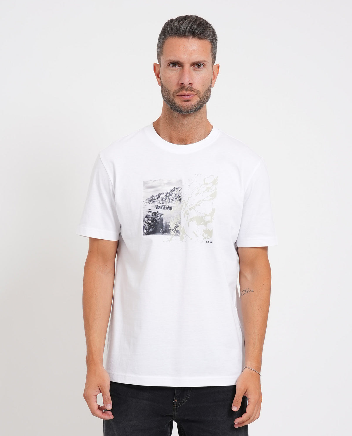 T-shirt regular fit in jersey di cotone Boss uomo<BR/> 