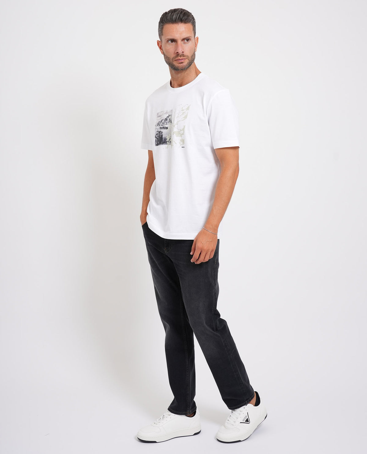 T-shirt regular fit in jersey di cotone Boss uomo<BR/> 