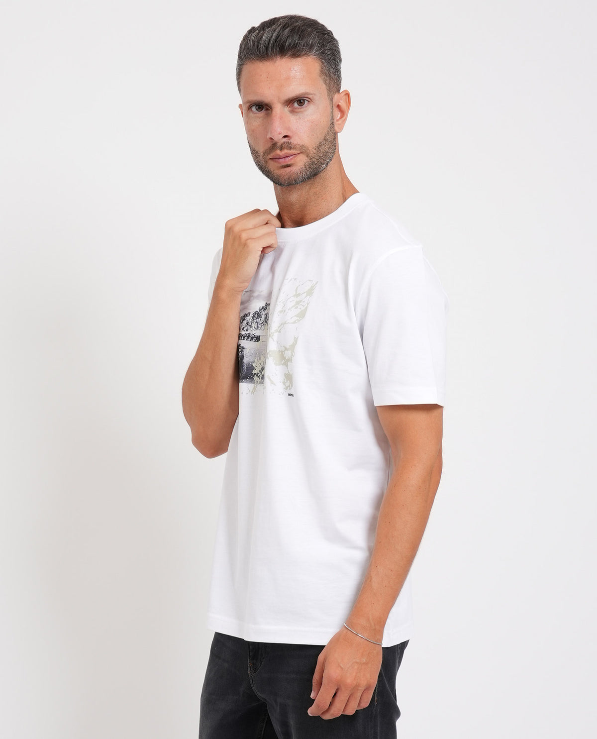 T-shirt regular fit in jersey di cotone Boss uomo<BR/> 