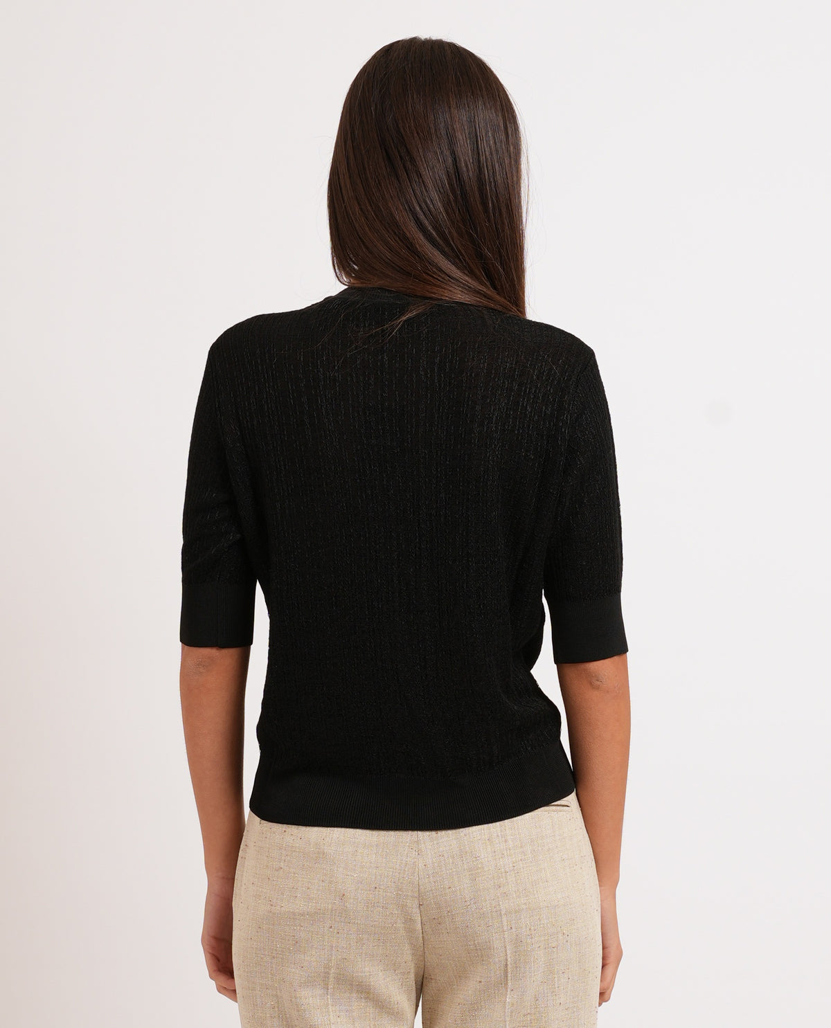 Maglione donna Boss con bottoni e maniche corte 