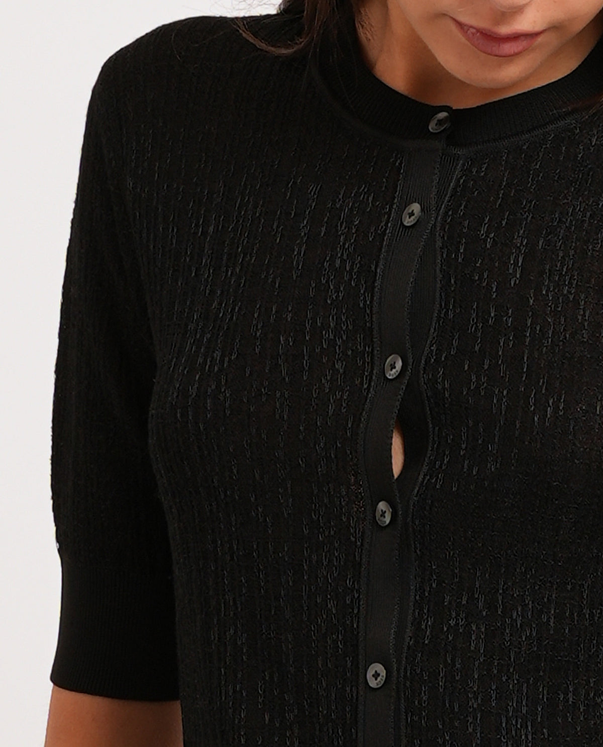 Maglione donna Boss con bottoni e maniche corte 