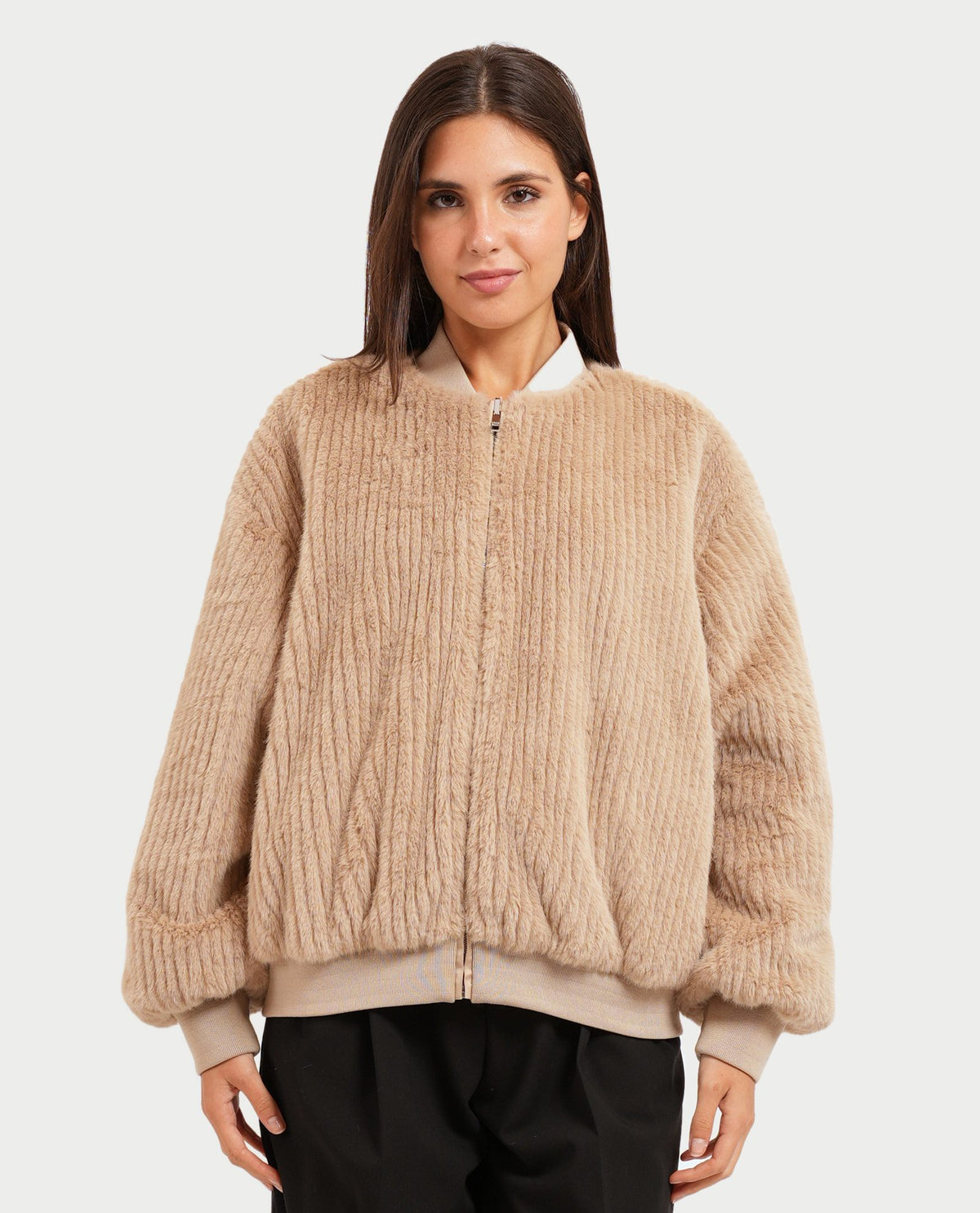 Bomber donna Boss reversibile in pelliccia sintetica 