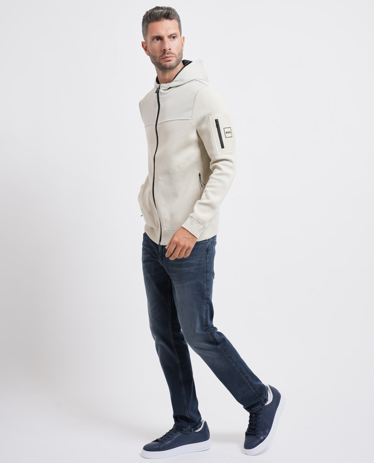 Felpa uomo di Boss in maglia elasticizzata 