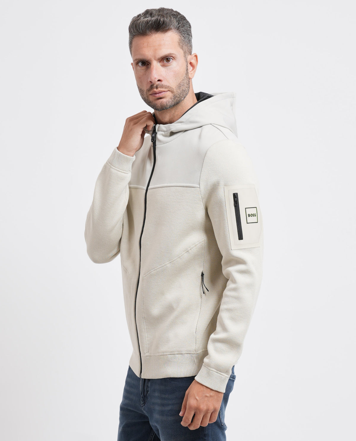 Felpa uomo di Boss in maglia elasticizzata 