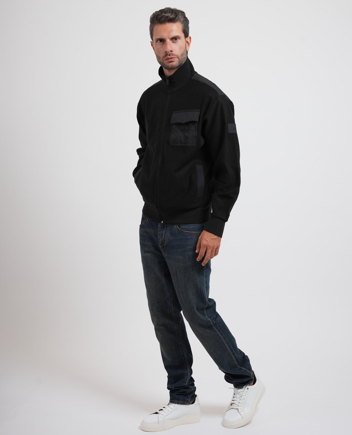 Felpa uomo Boss fullzip con tasca 