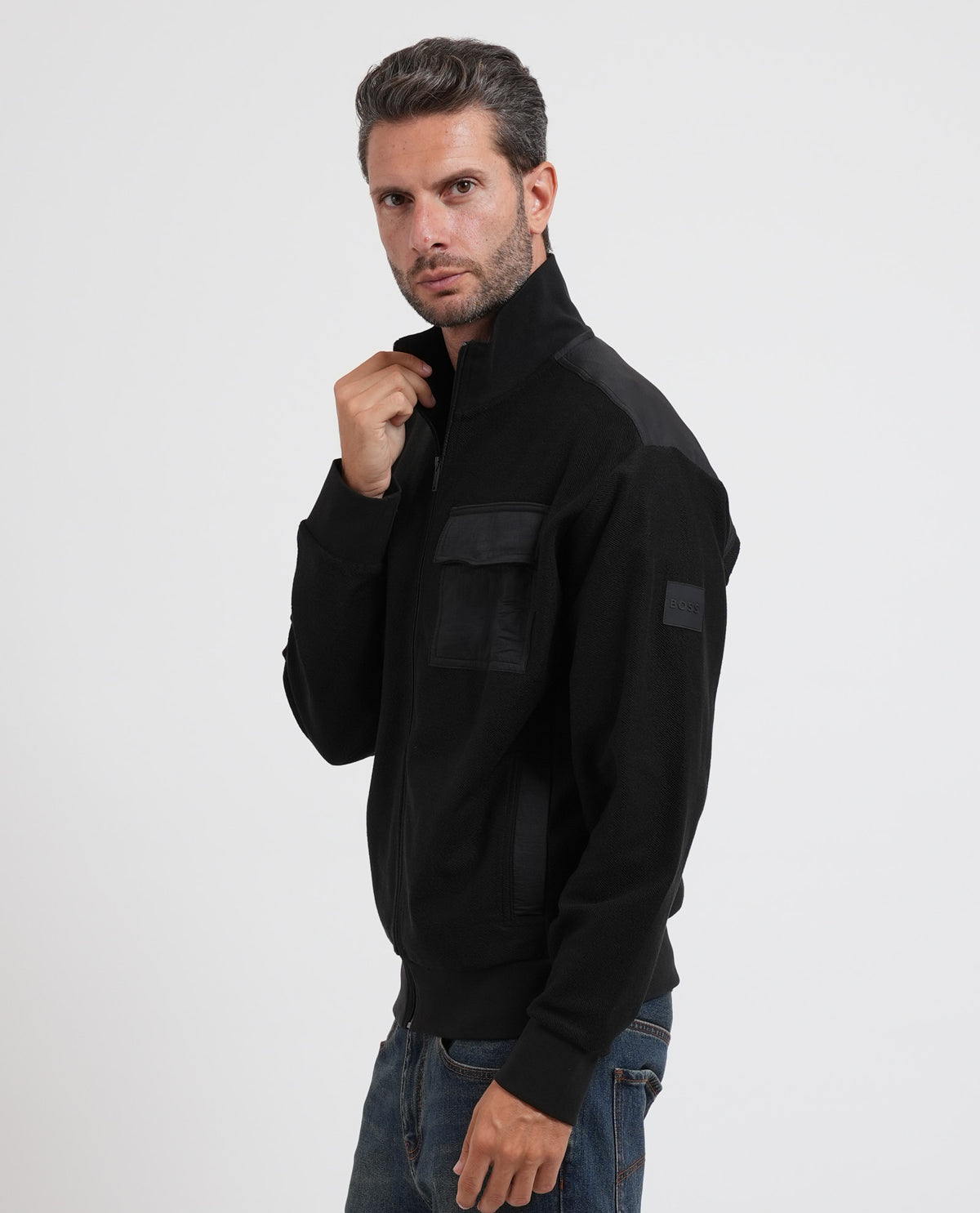 Felpa uomo Boss fullzip con tasca 