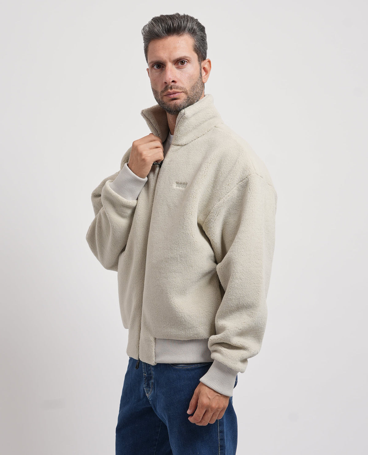 Felpa con zip in pile effetto peluche Boss uomo 