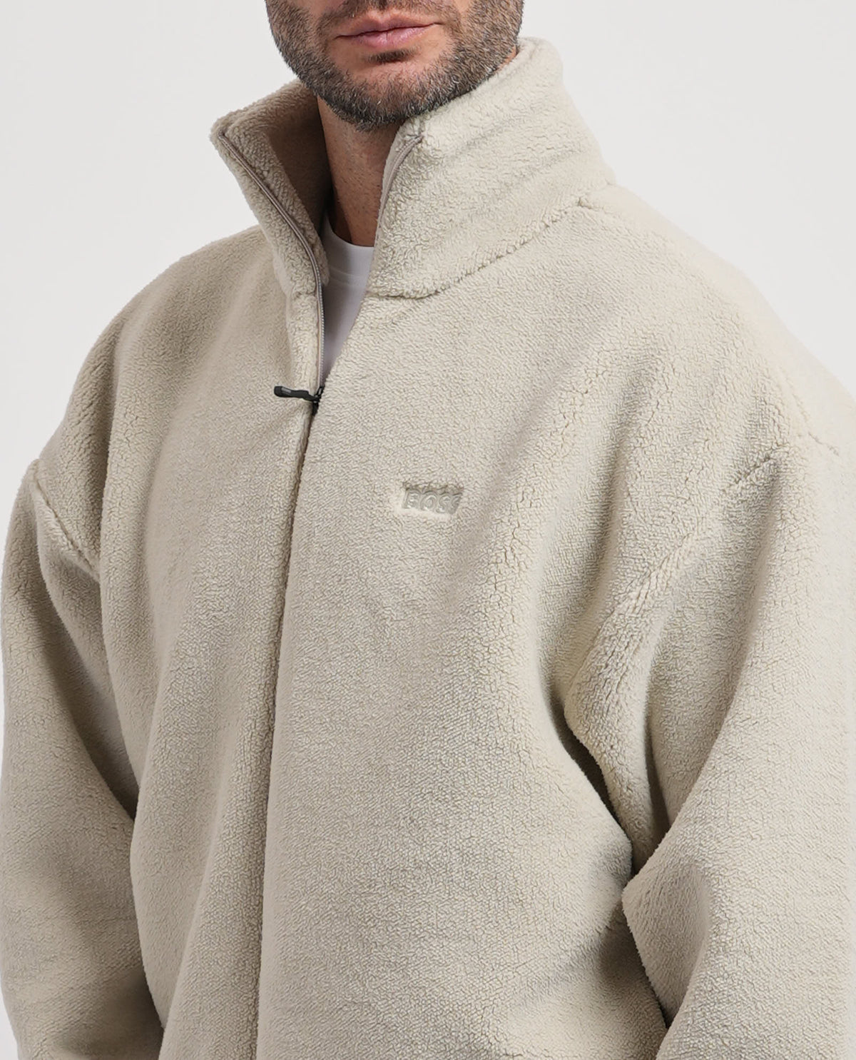 Felpa con zip in pile effetto peluche Boss uomo 