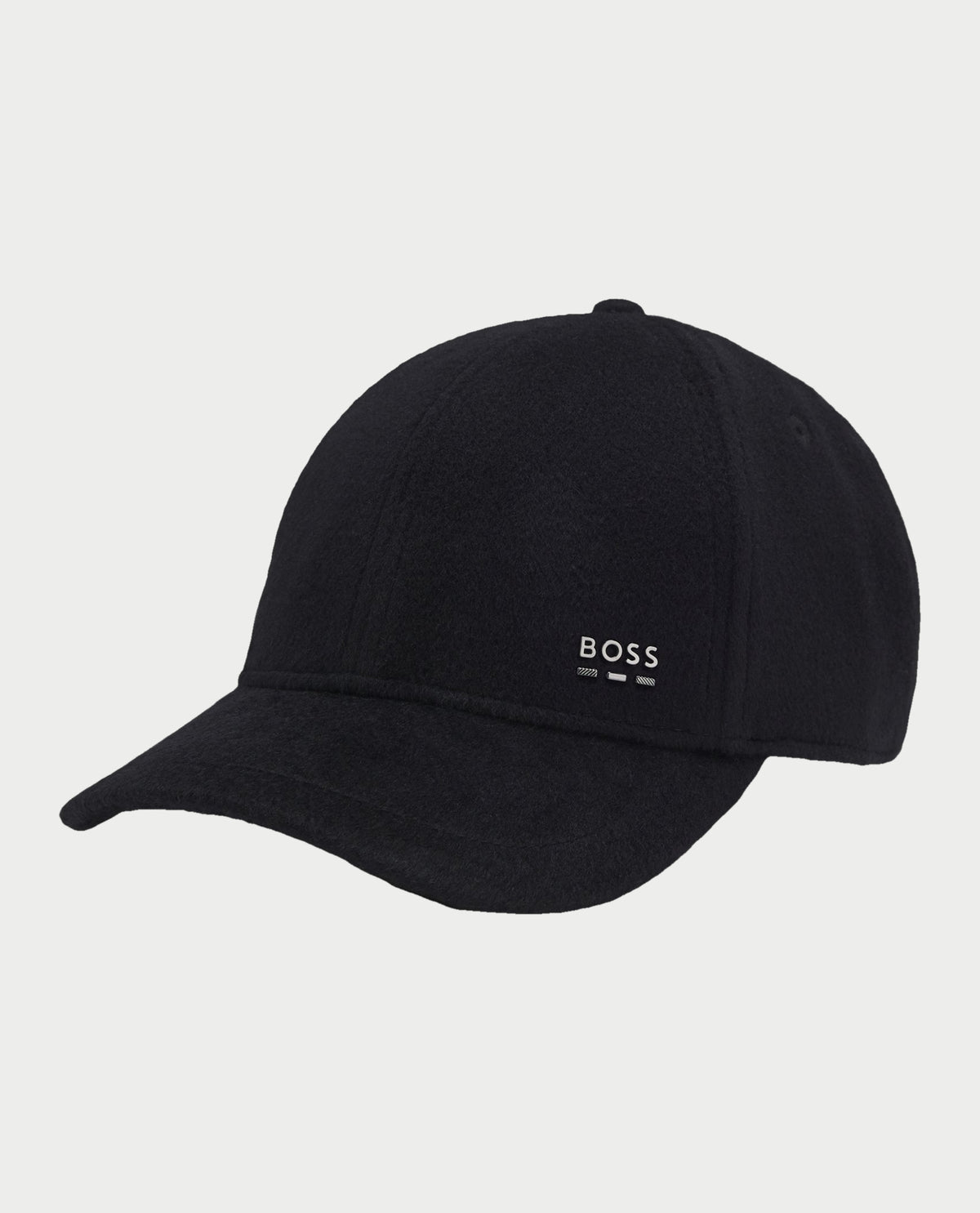 Cappellino uomo Boss in misto lana e seta con logo in metallo<BR/> 