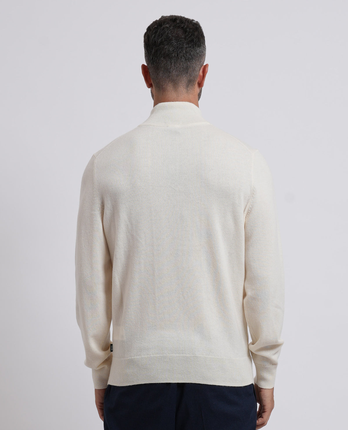 Maglione con zip Boss uomo in lana e cashmere 