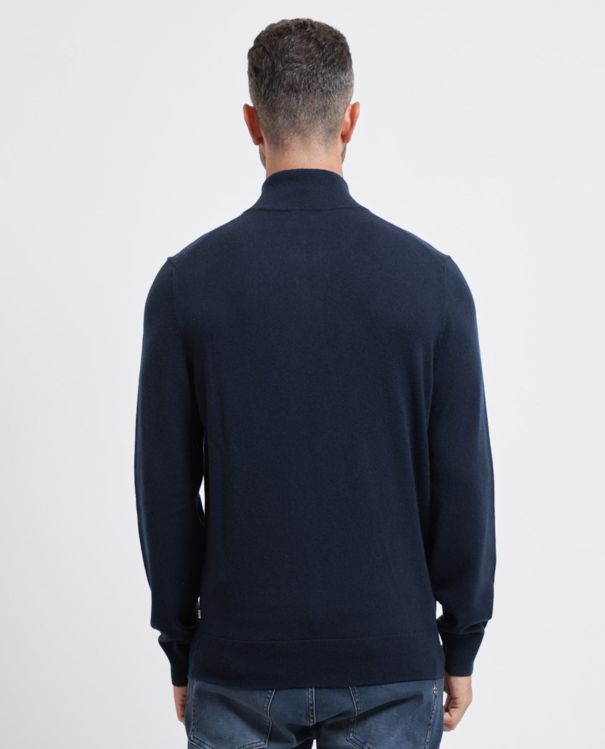 Maglione con zip Boss uomo in lana e cashmere 
