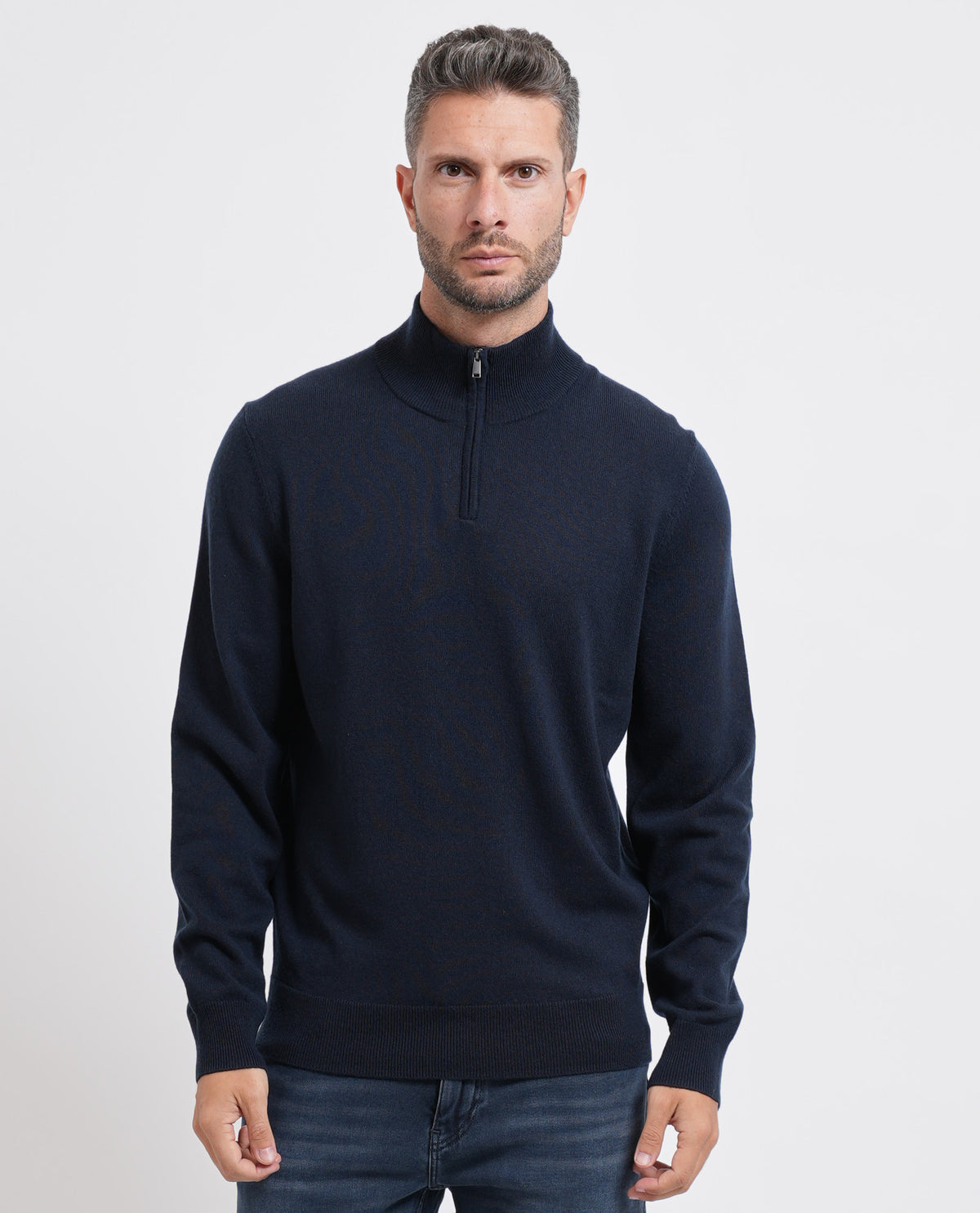 Maglione con zip Boss uomo in lana e cashmere 