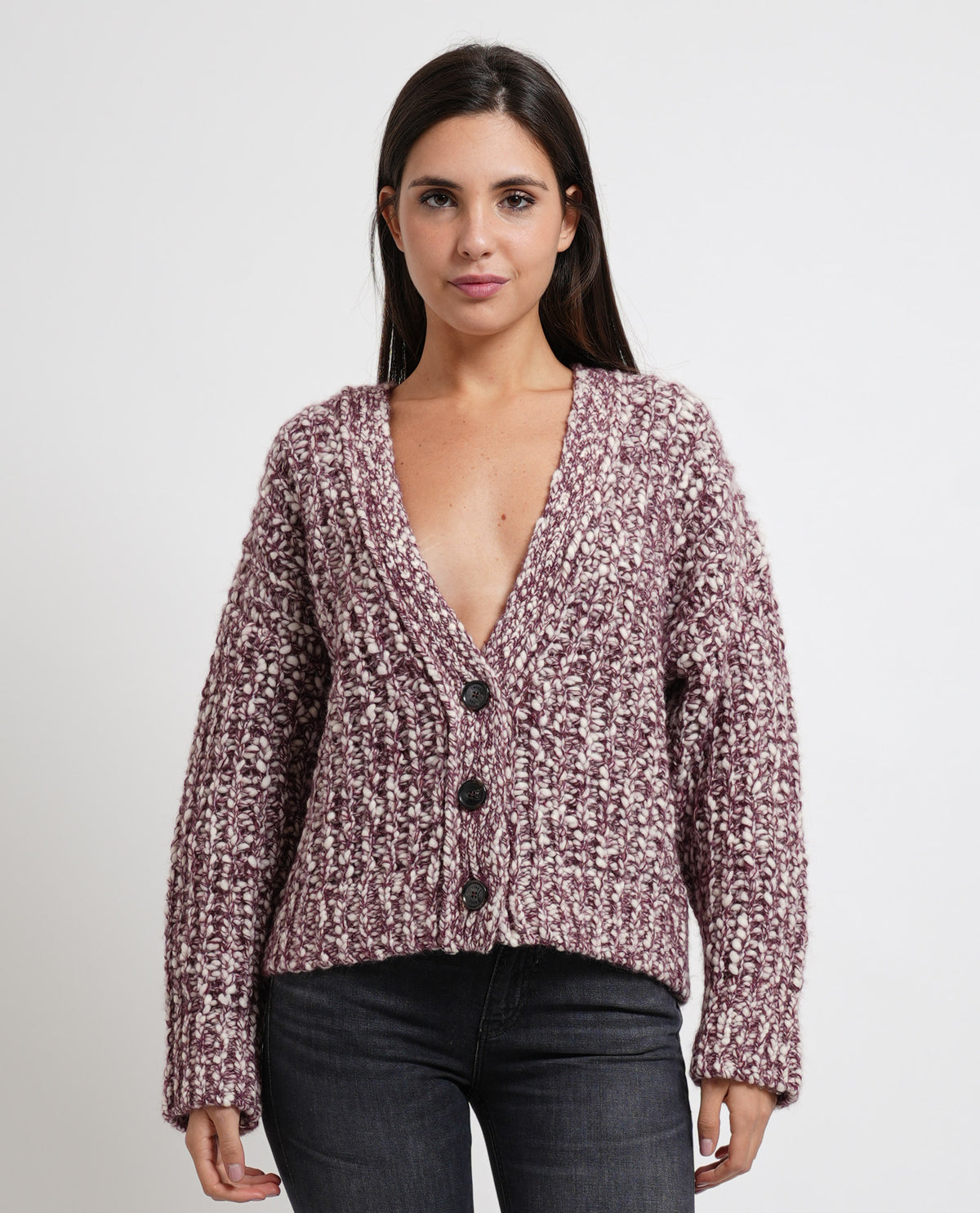 Maglione donna Boss con bottoni e ampia scollatura 