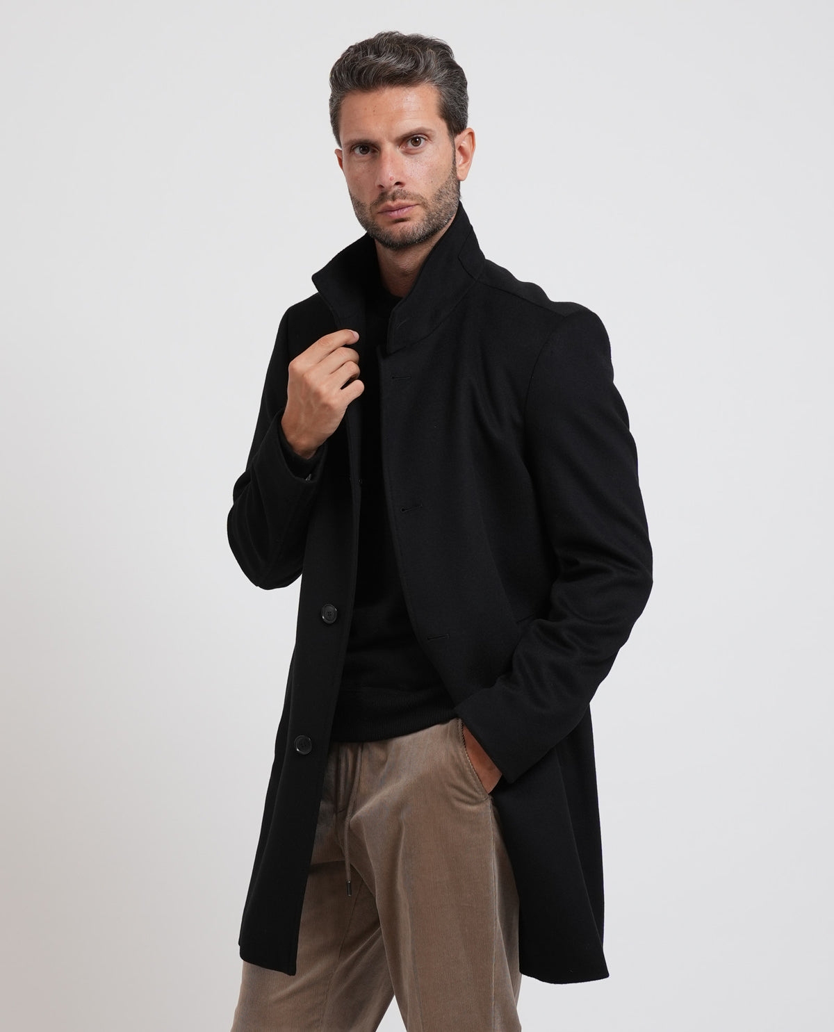 Cappotto slim fit Boss uomo in tessuto italiano 