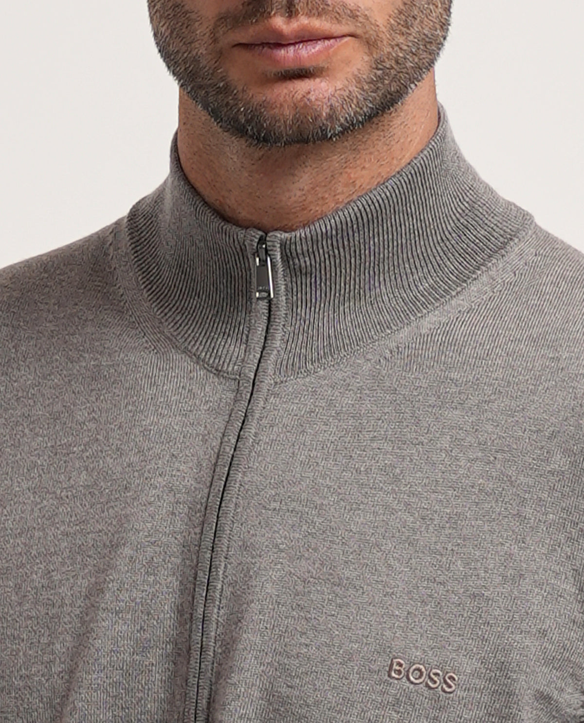 Cardigan uomo Boss fullzip e con logo ricamato 