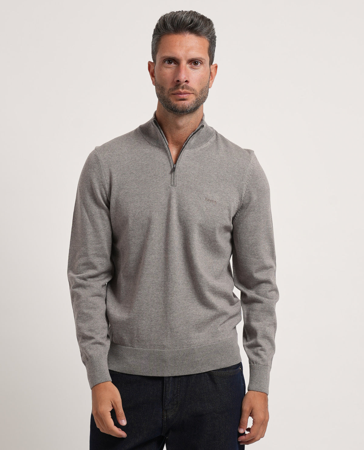 Maglione uomo Boss in lana con mezza zip 