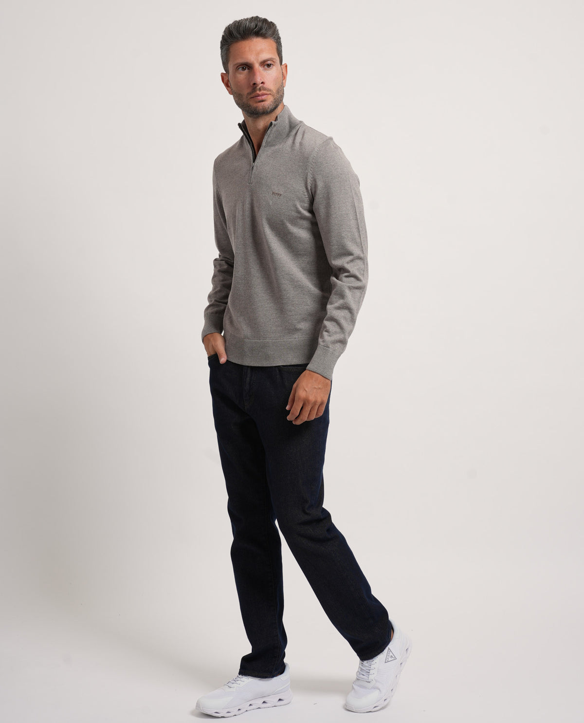 Maglione uomo Boss in lana con mezza zip 
