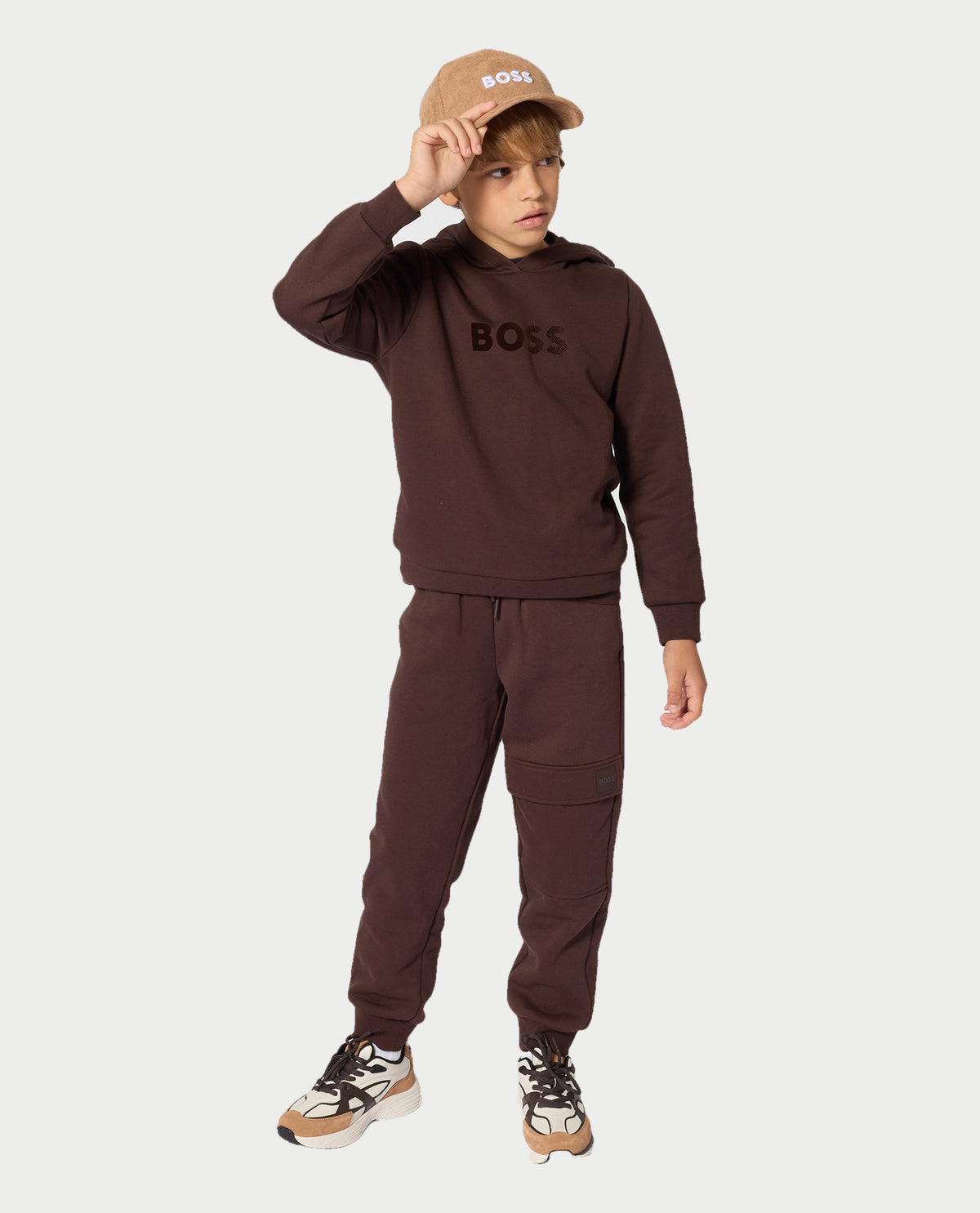 Felpa Boss bambino con cappuccio e logo 