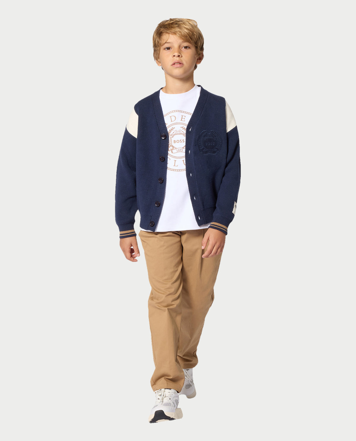 T-shirt bambino Boss con stampa frontale 