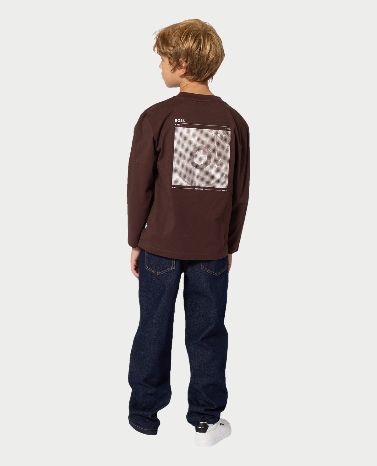 Maglia a maniche lunge Boss bambino con stampa sul retro 