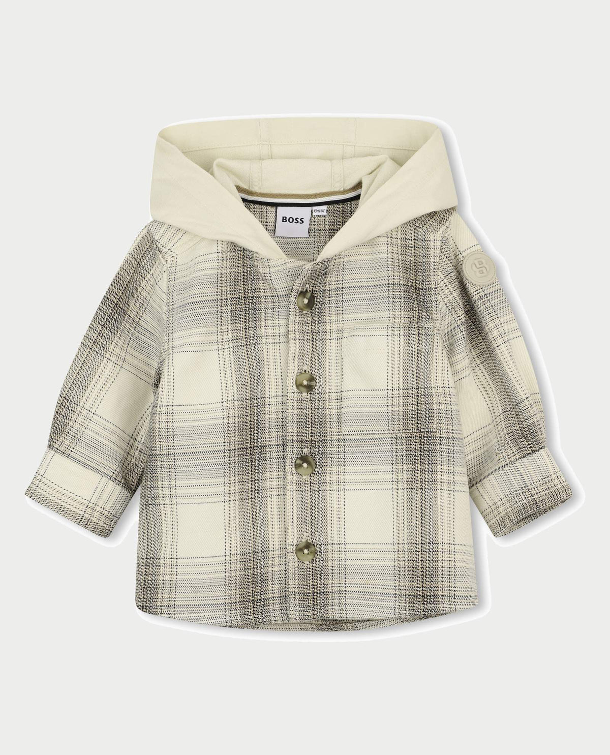Camicia bambino Boss a scacchi con cappuccio 