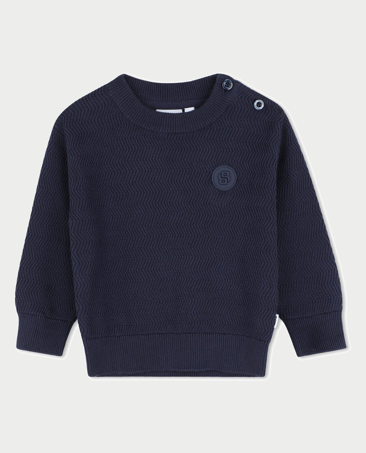 Maglione girocollo Boss bambino con bottoni su spalla 