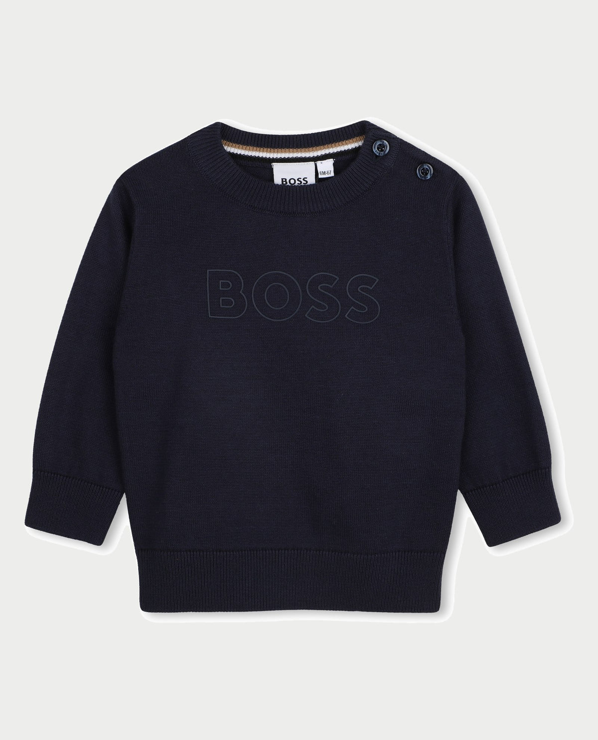 Maglione girocollo Boss bambino con bottoni su spalla 