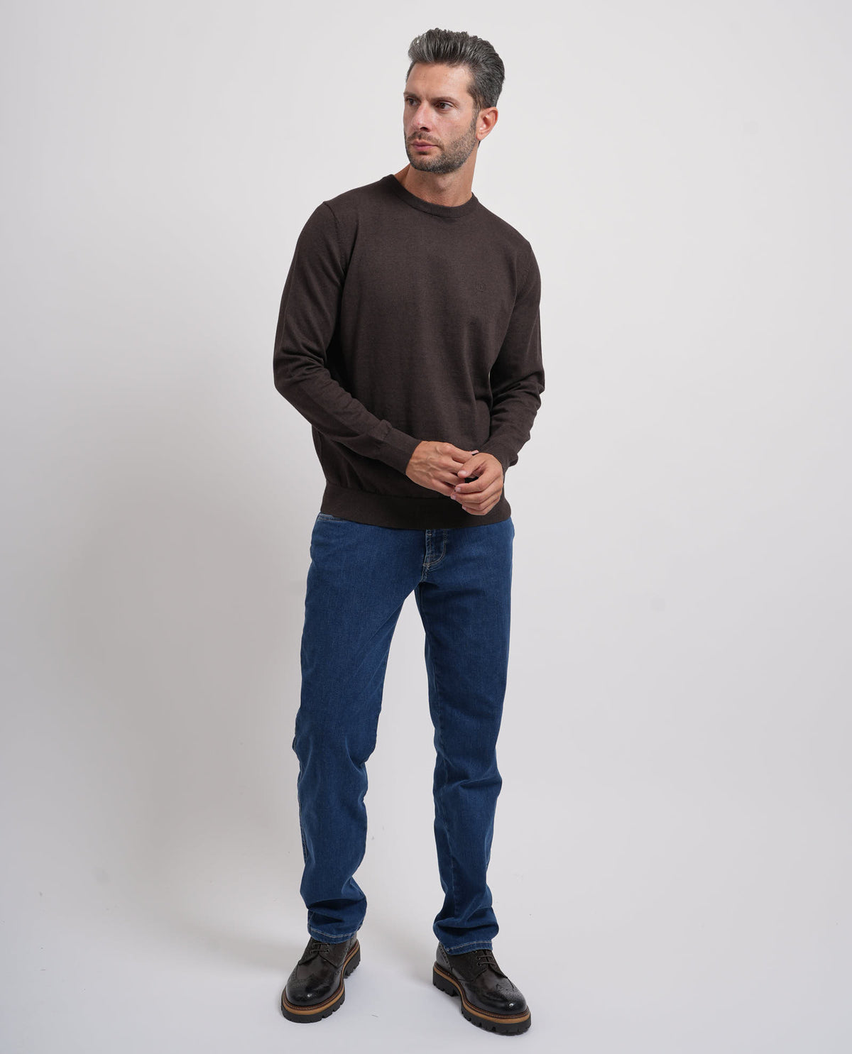 Maglione giorocollo uomo Bugatti in misto cashmere 