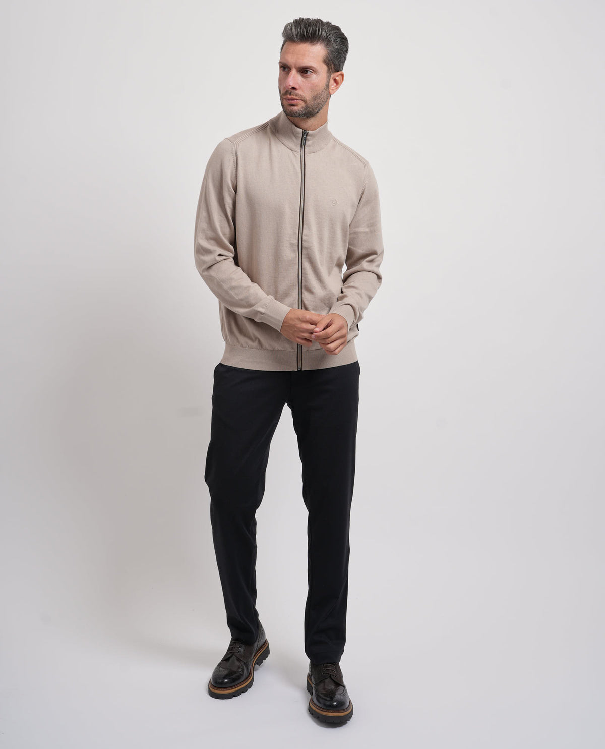 Maglione uomo Bugatti fullzip in cotone e cashmare 