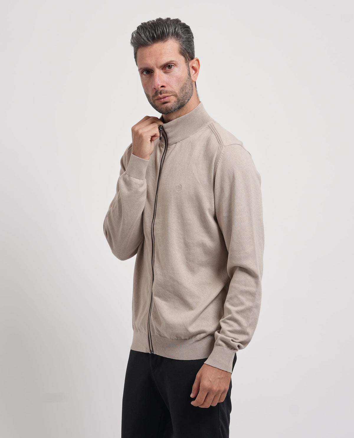 Maglione uomo Bugatti fullzip in cotone e cashmare 