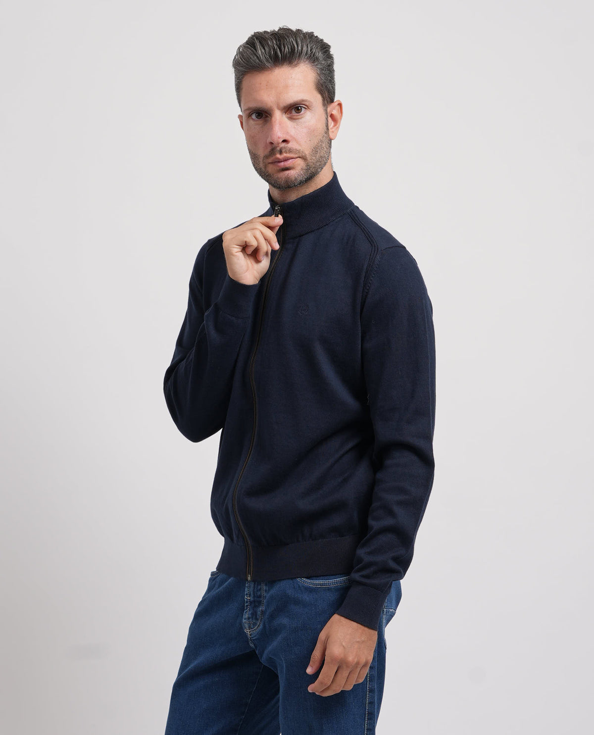 Maglione uomo Bugatti fullzip in cotone e cashmare 