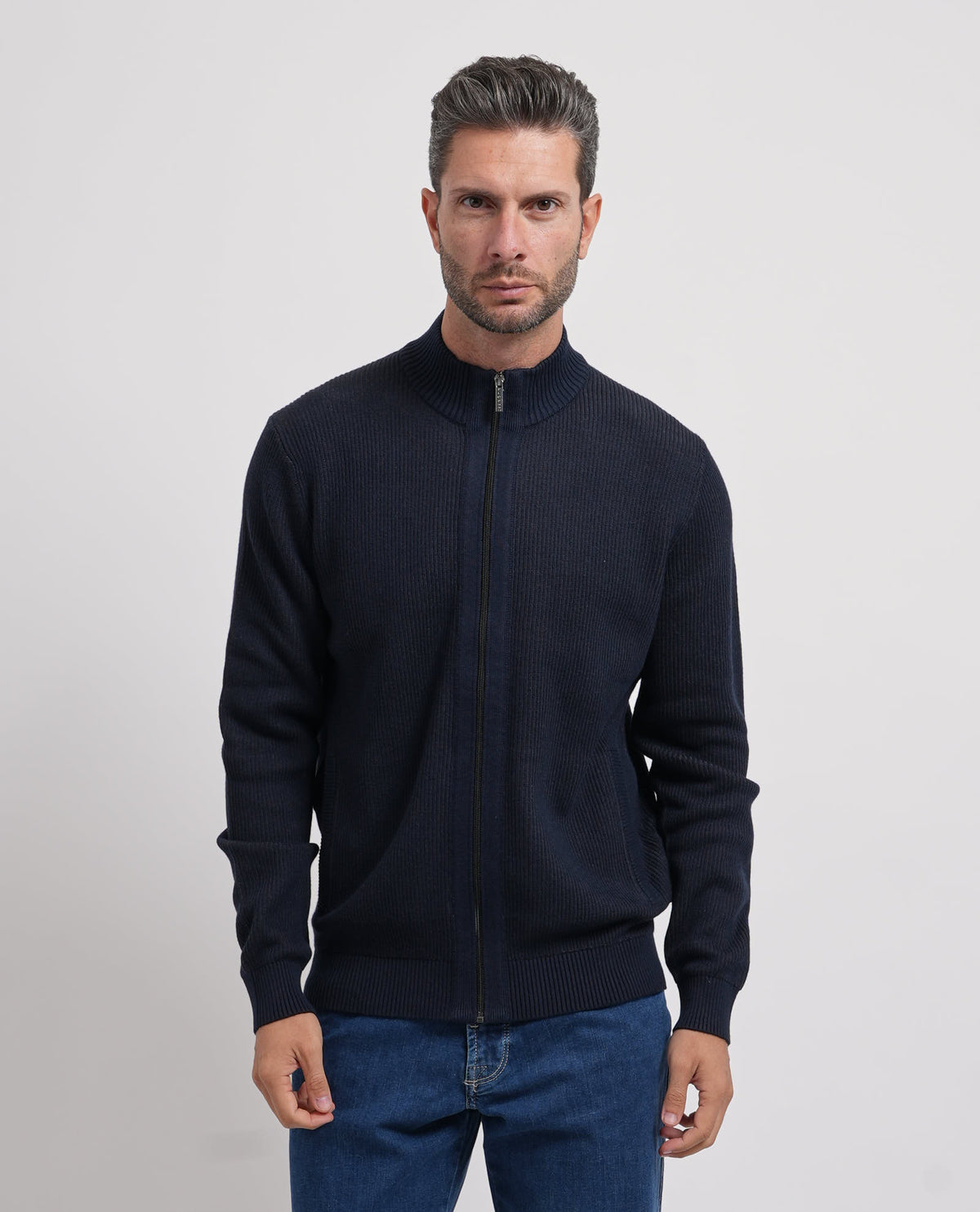 Maglione uomo Bugatti fullzip in cotone e cashmare 