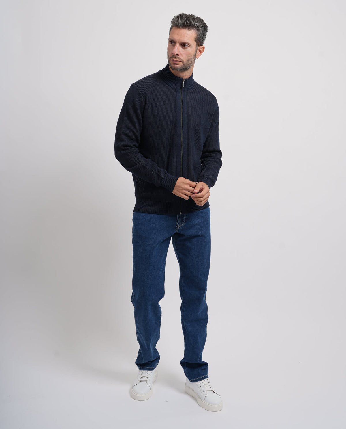 Maglione uomo Bugatti fullzip in cotone e cashmare 
