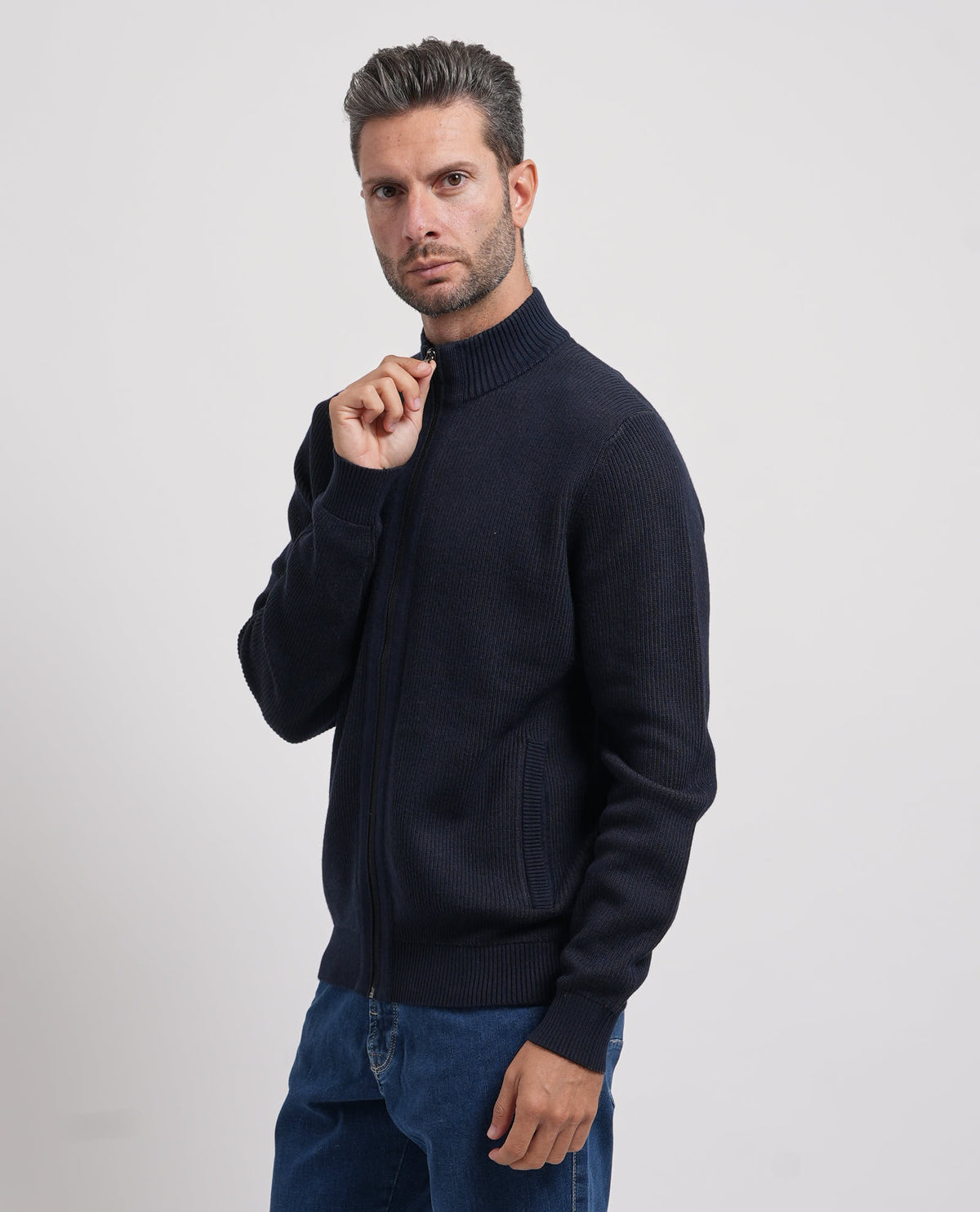 Maglione uomo Bugatti fullzip in cotone e cashmare 