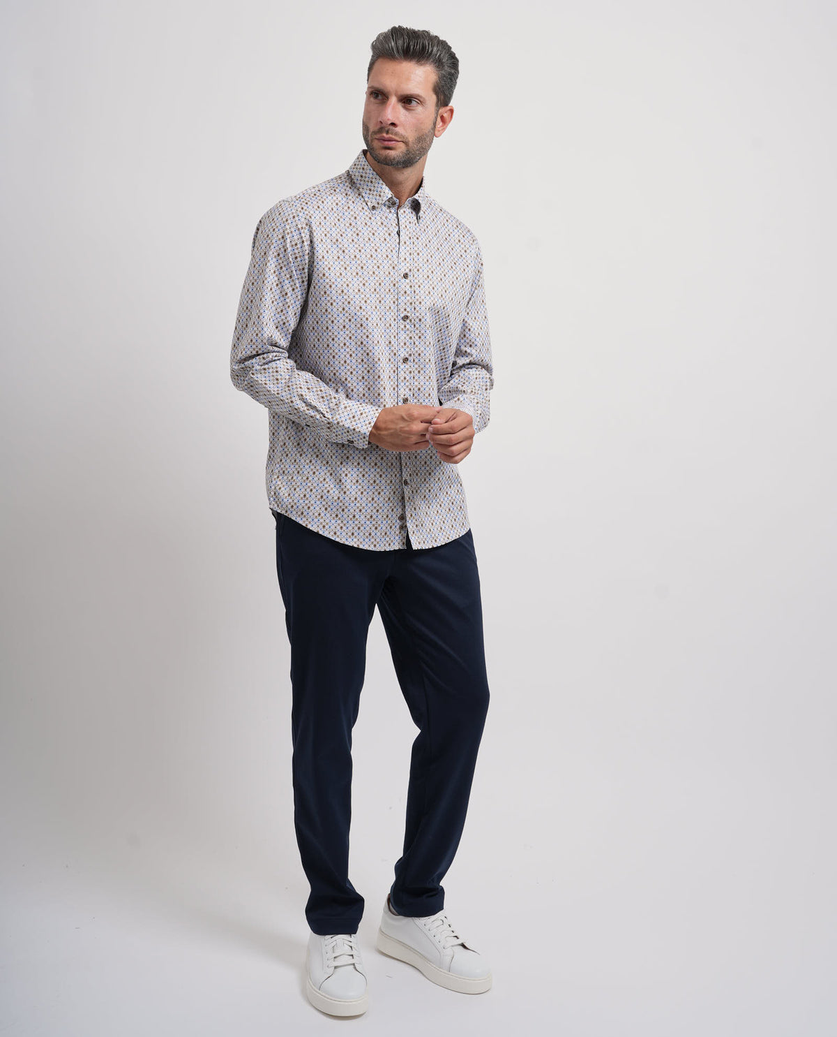 Camicia in cotone Bugatti uomo con micro fantasia 