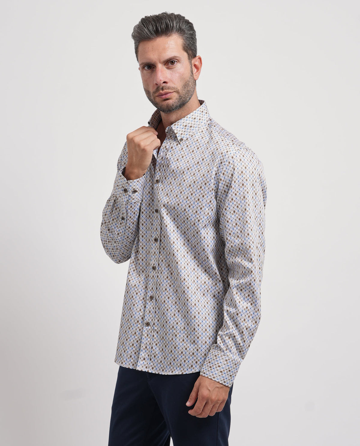 Camicia in cotone Bugatti uomo con micro fantasia 